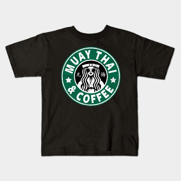 MUAY THAI - MUAY THAI AND COFFEE Kids T-Shirt by Tshirt Samurai